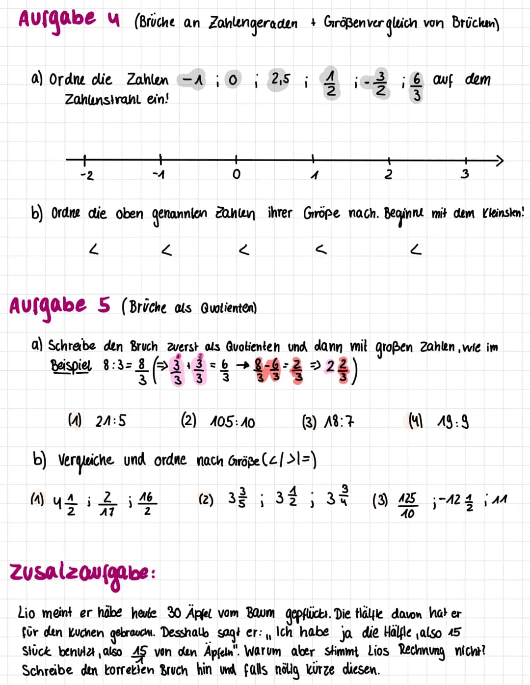 Übungsklassenarbeit zu Brüchen – Seite 3