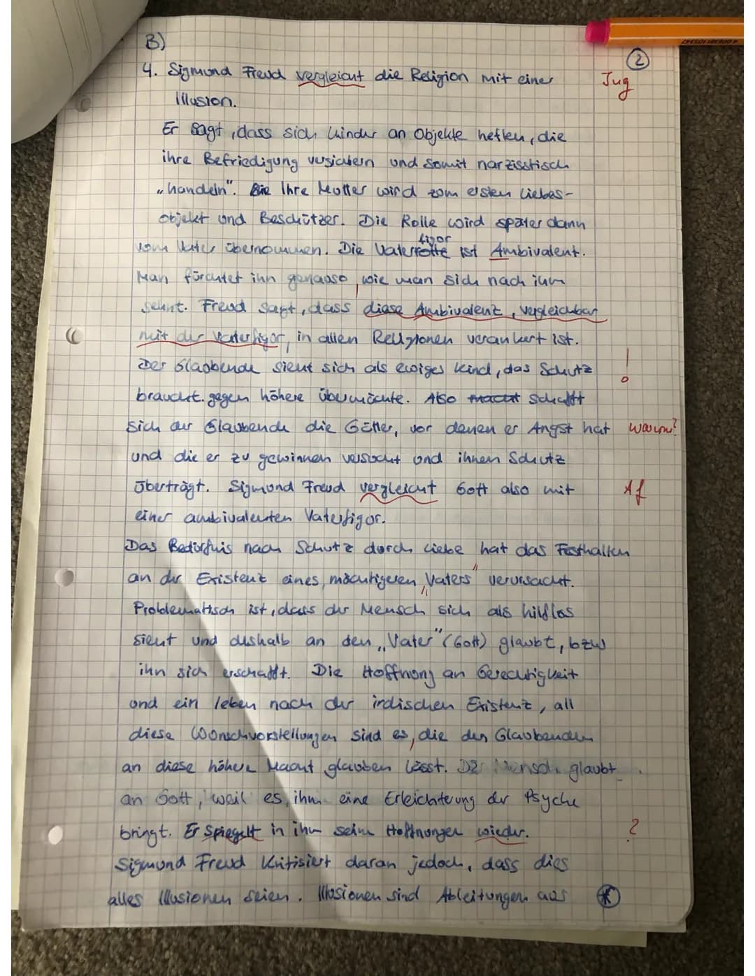A)
1. Abschnitt 1: Gott ist auch für die Glaubenden
nicht eindeutig zu fassen.
Abschnitt 2: Die Gotteserkenntnis fällt dem Menschen zu,
er k