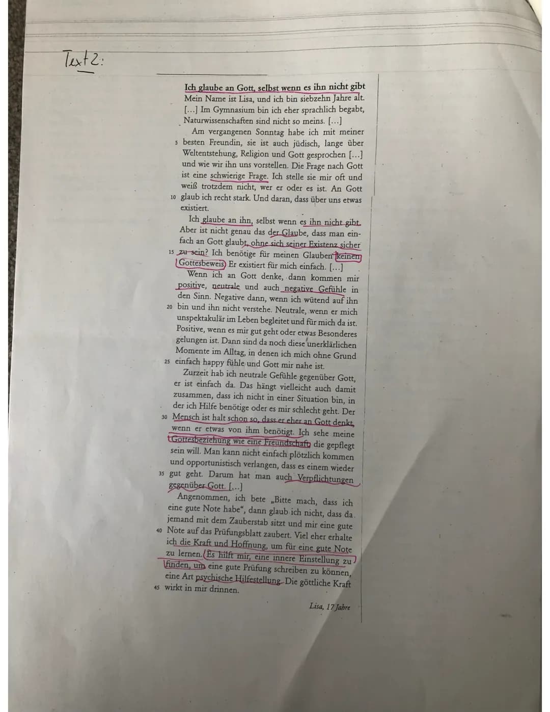 A)
1. Abschnitt 1: Gott ist auch für die Glaubenden
nicht eindeutig zu fassen.
Abschnitt 2: Die Gotteserkenntnis fällt dem Menschen zu,
er k