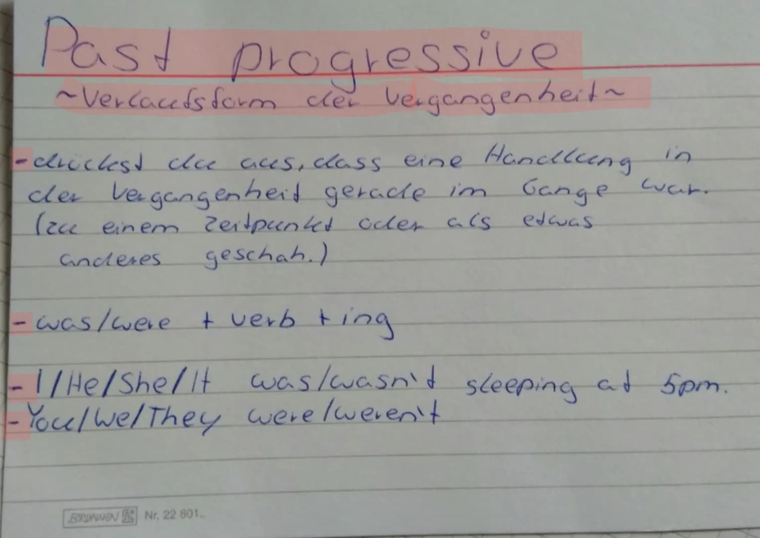 # Past progressive
~Vercaceds form cier vergangenheit~
- drückest clee aces, class eine Handlung in cler Vergangenheit gerade im Gange war.