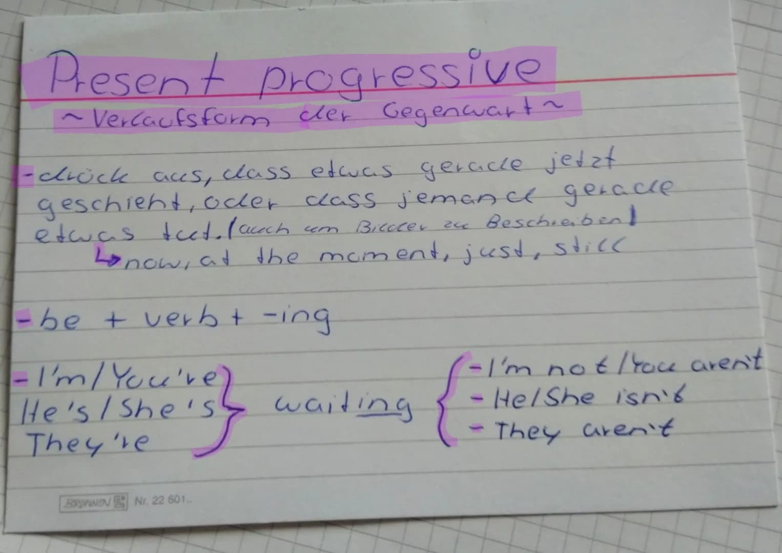 # Past progressive
~Vercaceds form cier vergangenheit~
- drückest clee aces, class eine Handlung in cler Vergangenheit gerade im Gange war.