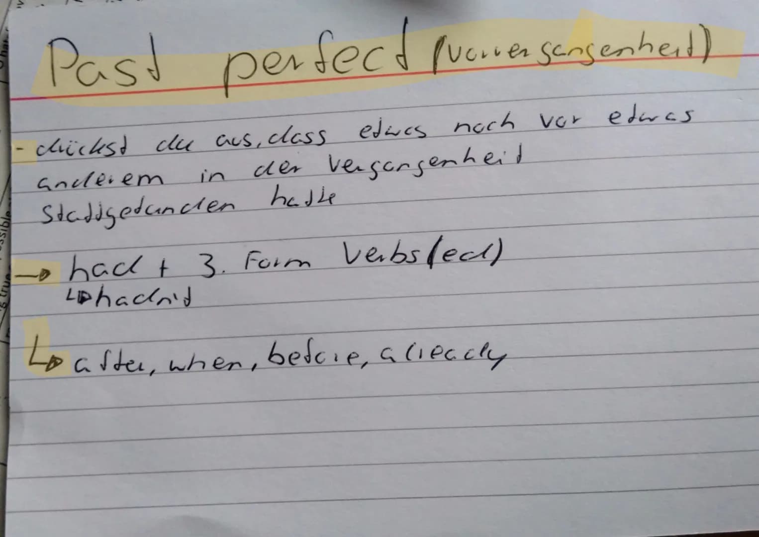 # Past progressive
~Vercaceds form cier vergangenheit~
- drückest clee aces, class eine Handlung in cler Vergangenheit gerade im Gange war.
