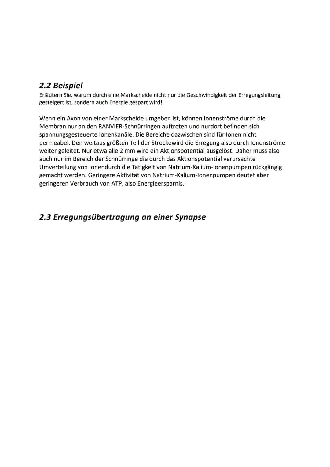 # 2. Formen der Erregungsweiterleitung
## Kontinuierliche Erregungsleitung
* Findet sich an marklosen Axonen (d.h. ohne Myelinscheide/Marks