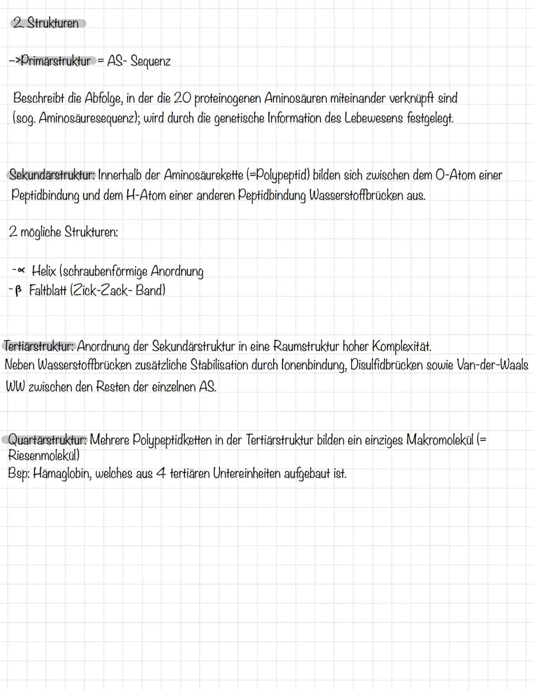 # Proteine
## I. Aufbau der Proteine aus AS
AS= Aminosäure
genauer Aminocarbonsäure
R= Rest
H= Wasserstoffatom
C= Kohlenstoffatom
Aminogrupp