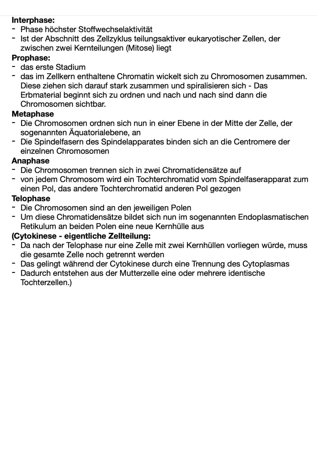 # Zellzyklus
Der Zellzyklus ist der Ablauf den eine Zelle von einer Zellteilung bis zur nächsten durchläuft. Wie der Name bereits sagt, hand