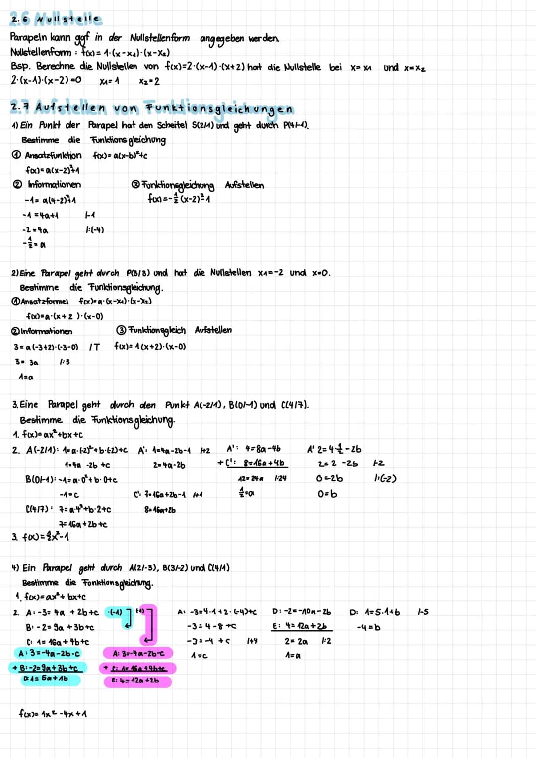 # 2.6 Nullstellen
Parabeln kann goff in der Nullstellenform angegeben werden.
Nullstellenform: $f(x) = a \cdot (x-x_1) \cdot (x-x_2)$
Bsp. B