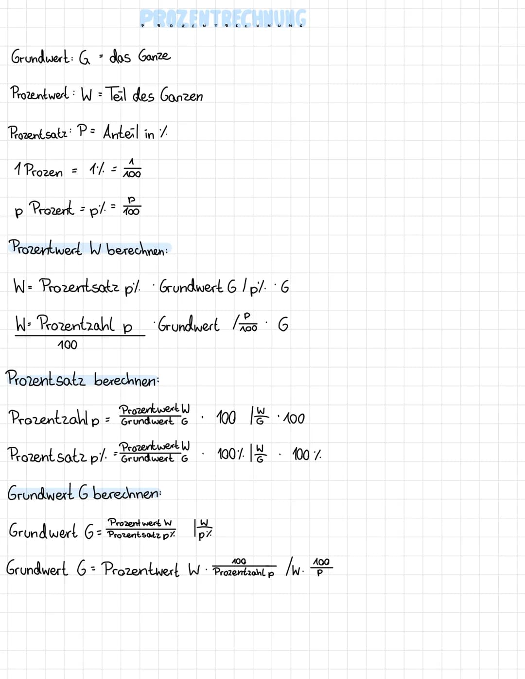 prozentuale Zunahme:
$G \cdot (1 + \frac{p}{100}) = G_{neut}$
prozentuale Abnahme:
$G \cdot (1 - \frac{p}{100}) = G_{new-}$
Dreisatz:
| An