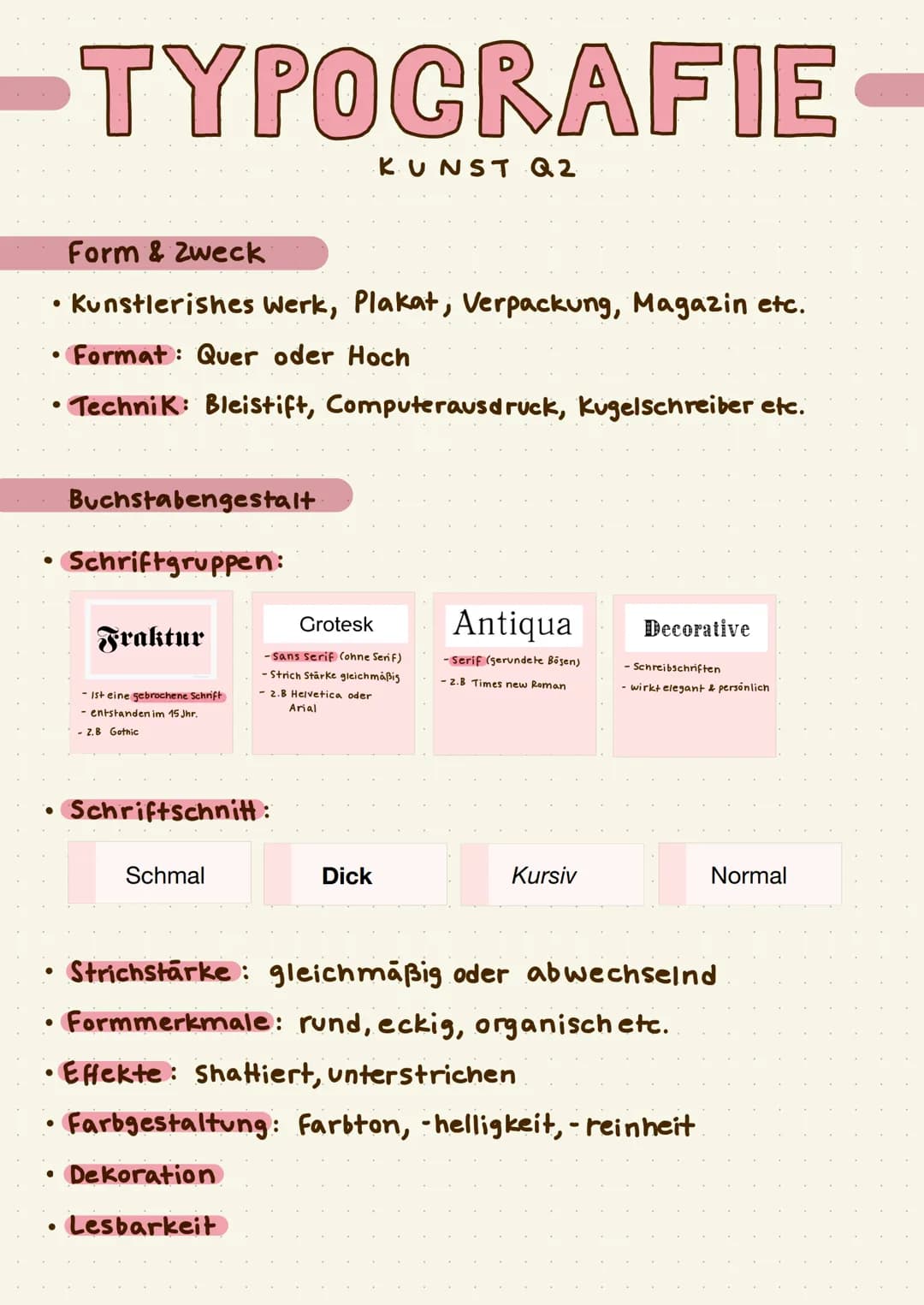 # Textanordnung
* Groß & klein Buchstaben, Ligaturen,
* Textart: Überschrift, Fließtext, Signet (Logo)
Größe: Verhältnis Text zu Abb