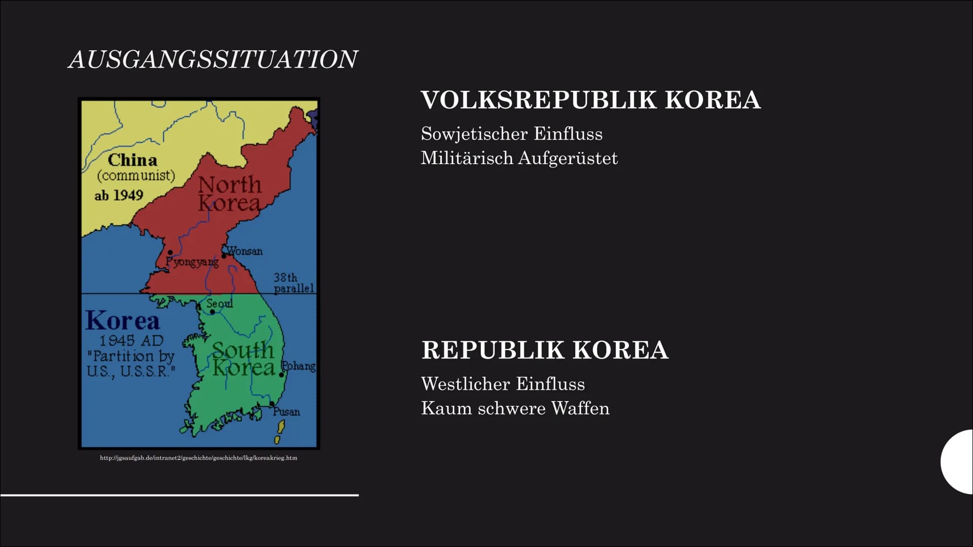 KOREA
KRIEG
1950-1953
https://www.geo.de/wissen/23070-rtkl-70-jahre-kriegsanfang-wie-der-koreakrieg-zum-kraeftemessen-der-supermaechte-wurde