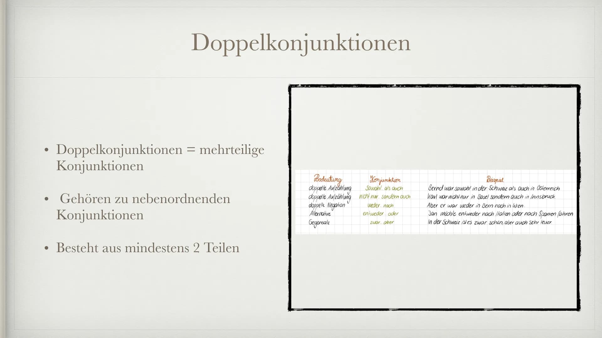 Konjunktionen
Deutsch - Grammatik # Inhalt
* Allgemeine Definition: Konjunktionen
* Nebenordnende Konjunktion
* Unterordnende Konjunktion
*