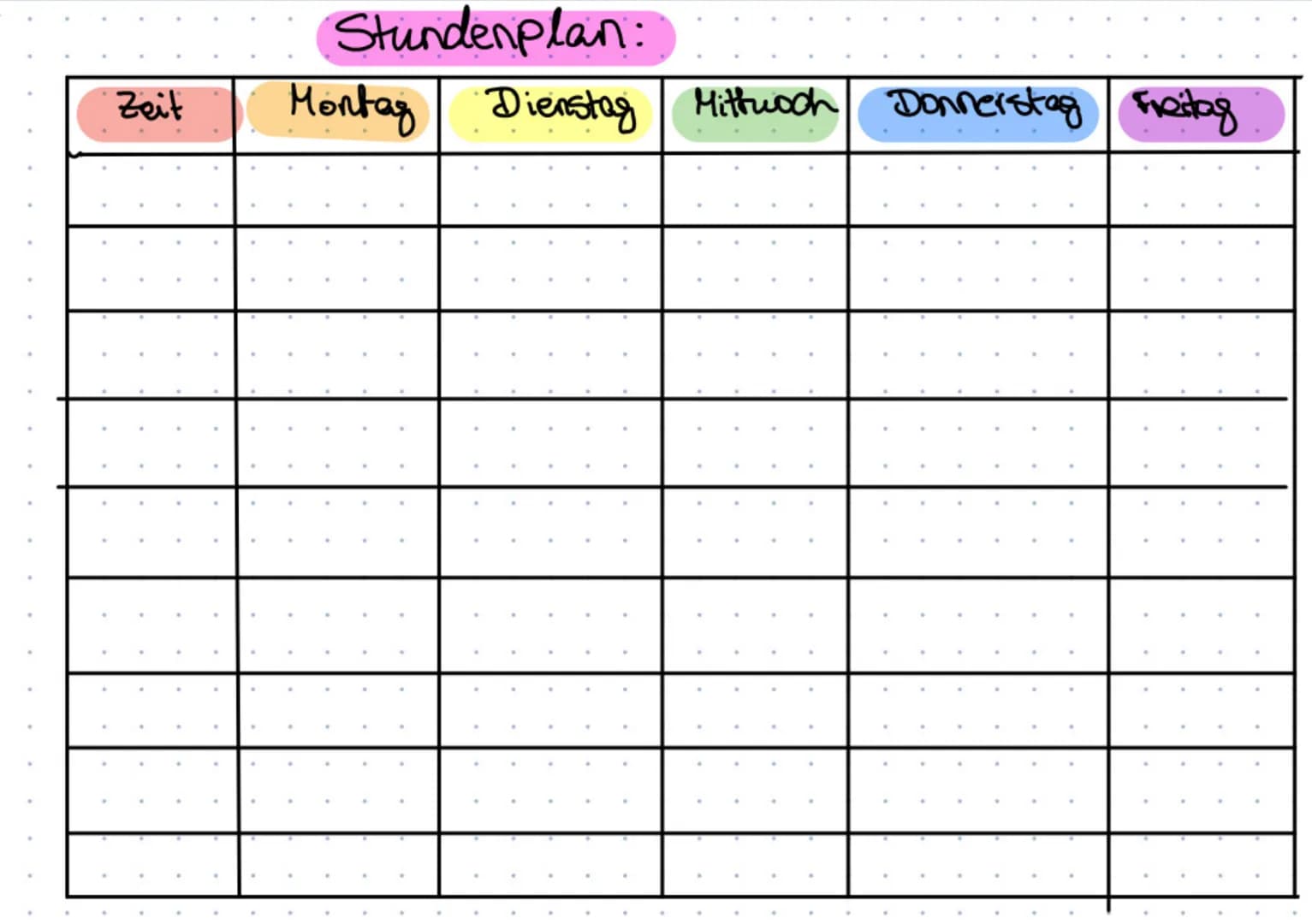 Wochenplan – Seite 2