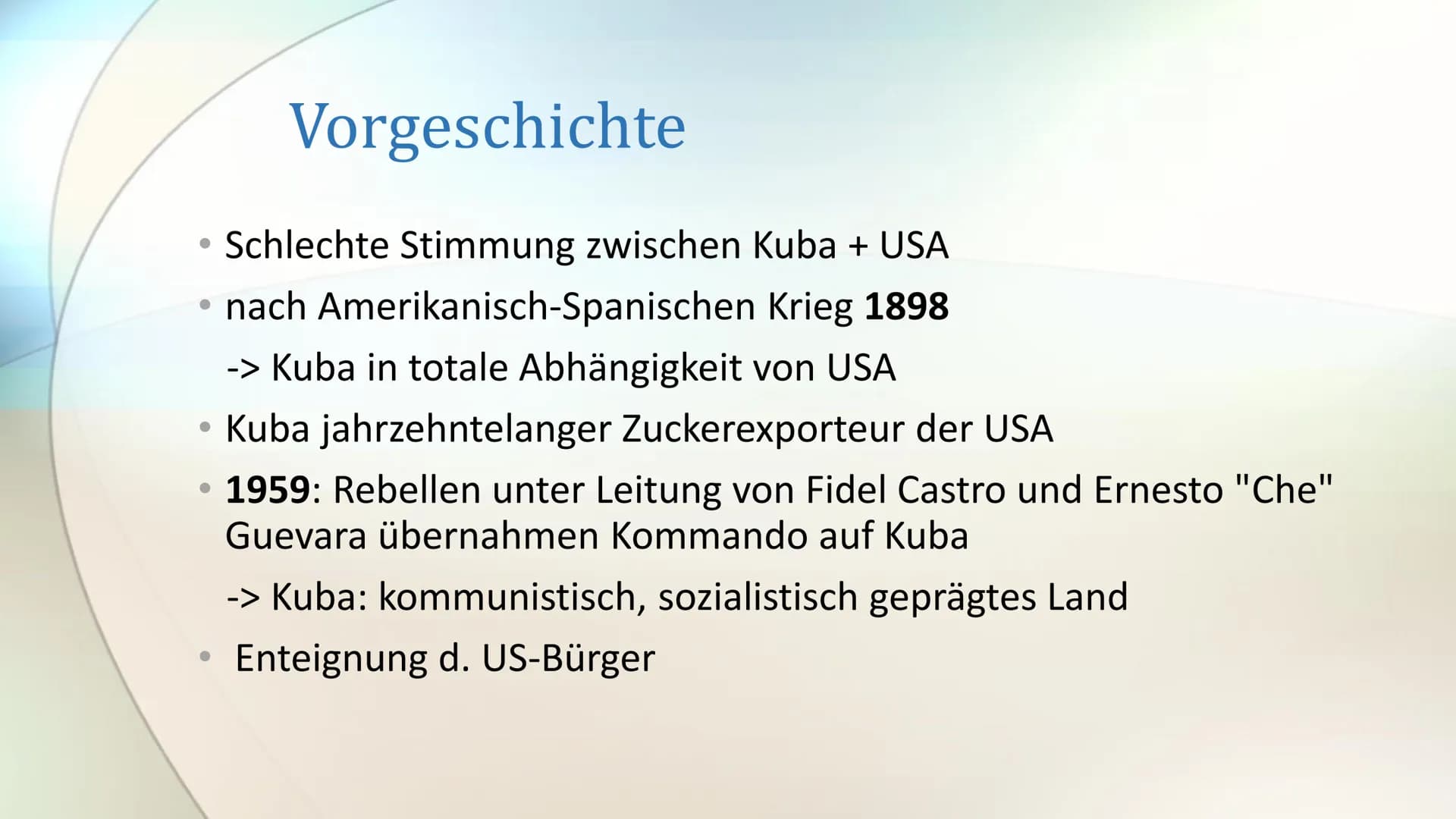 Yun-Hee
Geschichte Lk Q2
Handout
# Die Kuba-Krise 1962
- 14. Oktober 1962–28. Oktober 1962
- Höhepunkt des Kalten Krieges
- Konfrontation z