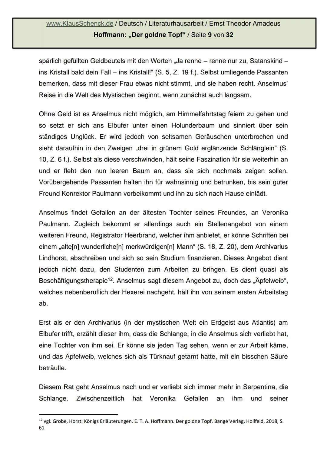Ernst Theodor Amadeus
Hoffmann: Der goldne Topf
Literaturhausarbeit
Deutsch
Fachlehrer: OSR. Schenck
Hoffmann.
E.T.A. HOFFMANN 1776-182