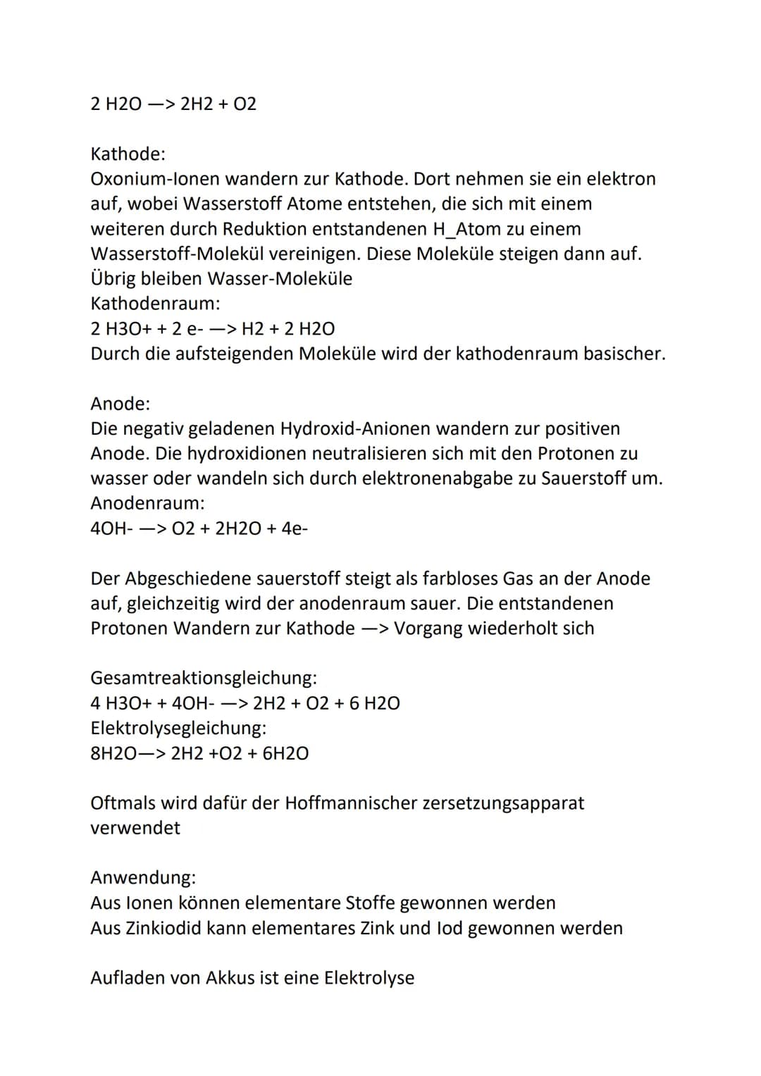 CH13
# Die Elektrolyse
## Definition:
„Unter Elektrolyse (griechisch mittels Elektrizität trennen") versteht man eine
Aufspaltung einer che