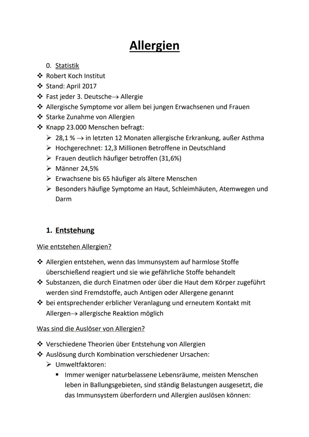 # Allergien
## 0. Statistik
* Robert Koch Institut
* Stand: April 2017
* Fast jeder 3. Deutsche$\rightarrow$ Allergie
* Allergische Symptom