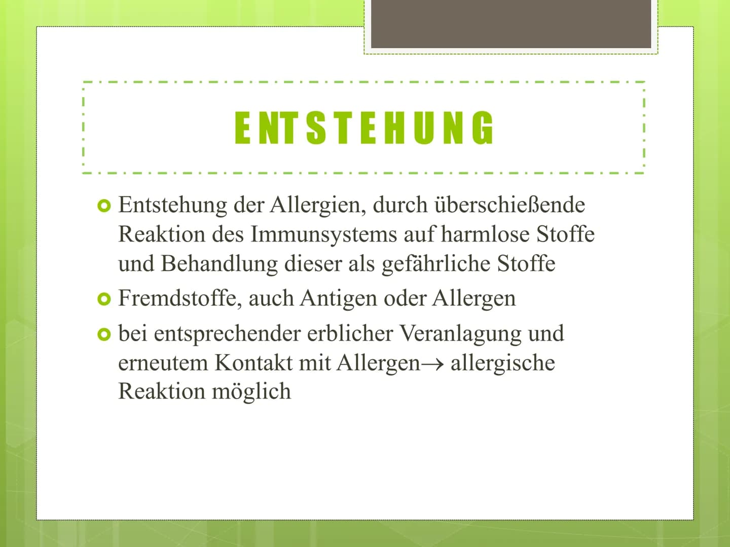 # Allergien
## 0. Statistik
* Robert Koch Institut
* Stand: April 2017
* Fast jeder 3. Deutsche$\rightarrow$ Allergie
* Allergische Symptom