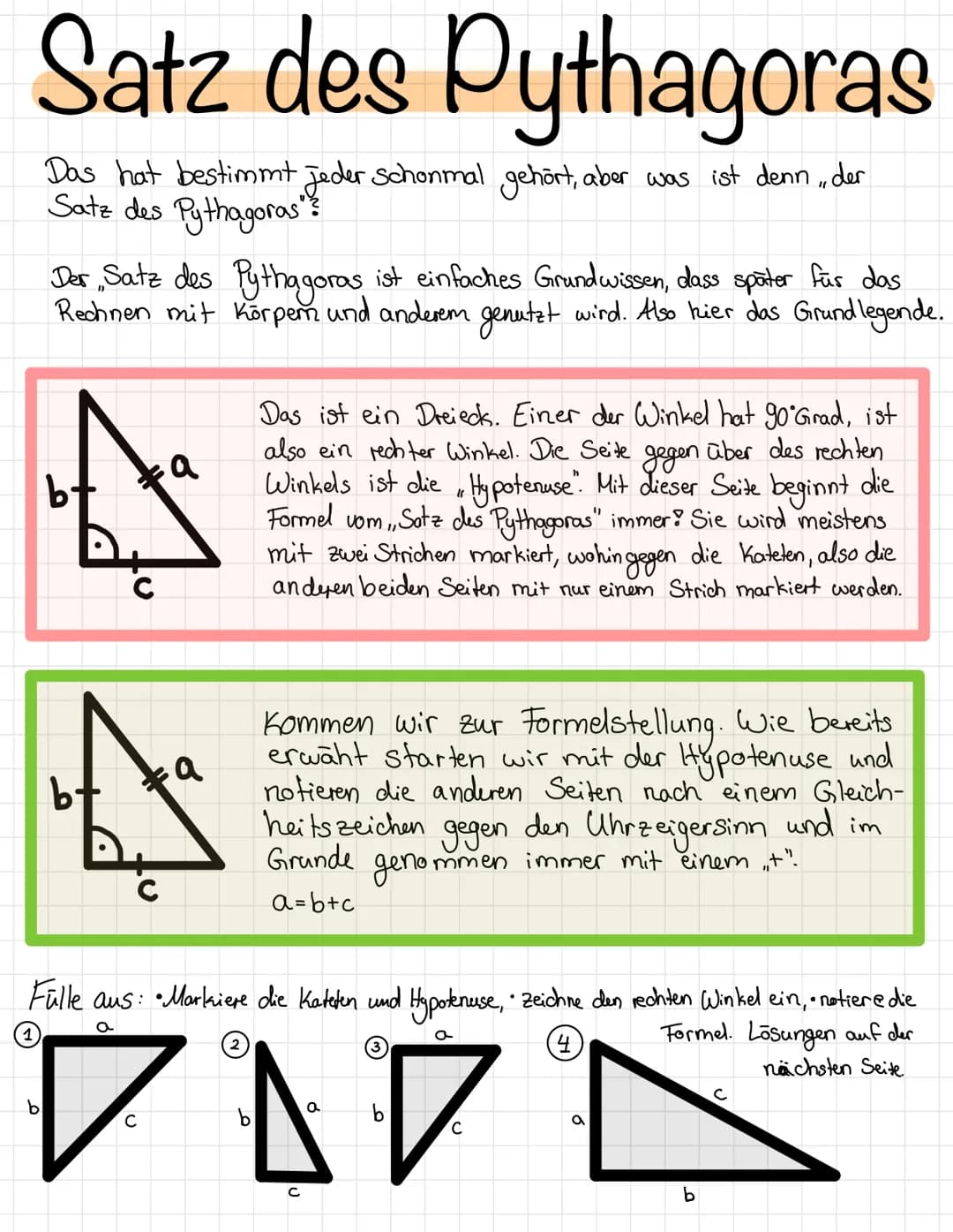 # Satz des Pythagoras
Das hat bestimmt jeder schonmal gehört, aber was ist denn „der Satz des Pythagoras“?
Der „Satz des Pythagoras“ ist e