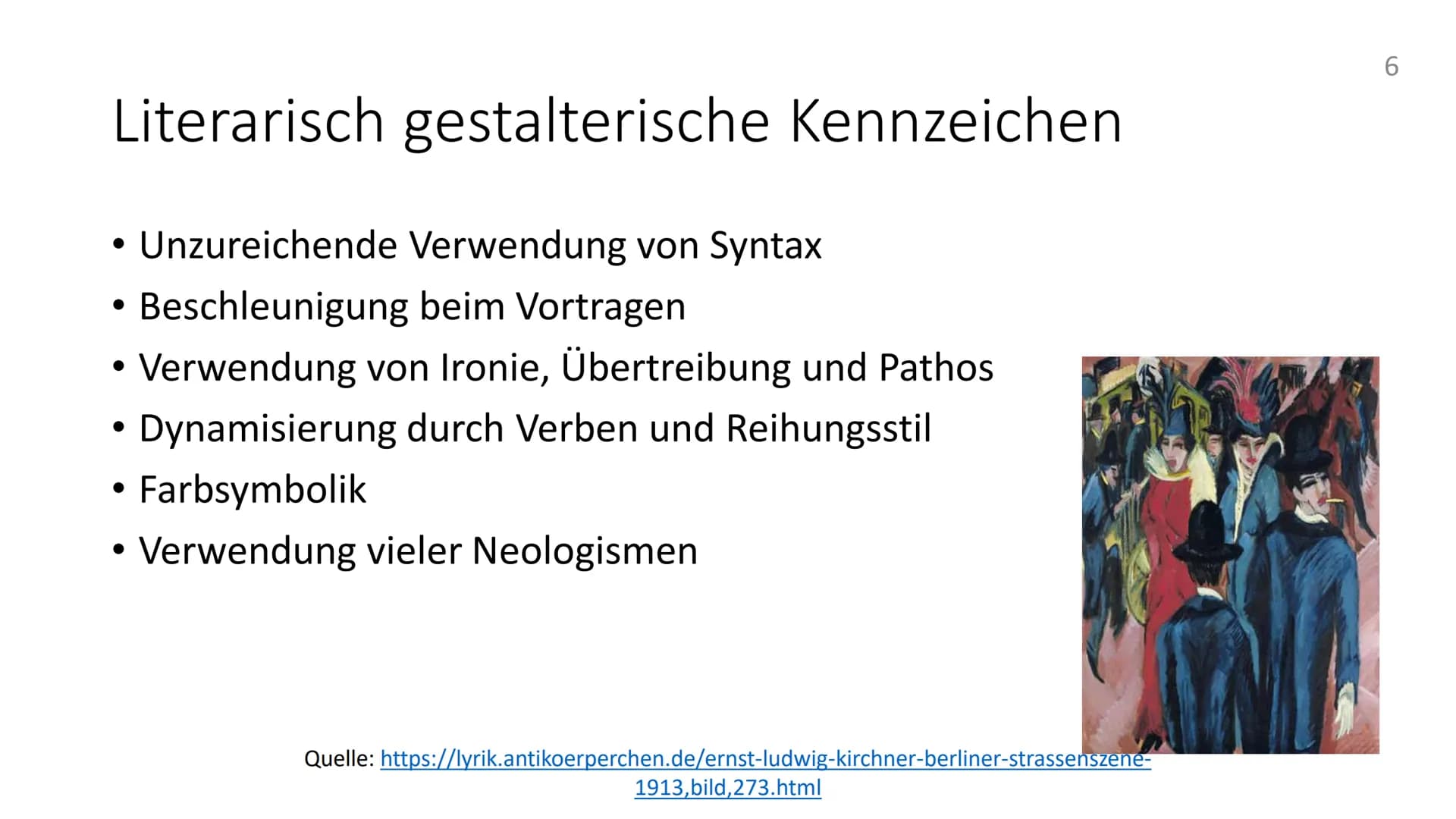 # Quellen
- https//www.inhaltsangabe.de/wissen/literaturepoche/expressionismus/?amp#historischer- hintergrund
- https://www.studienkreis.d