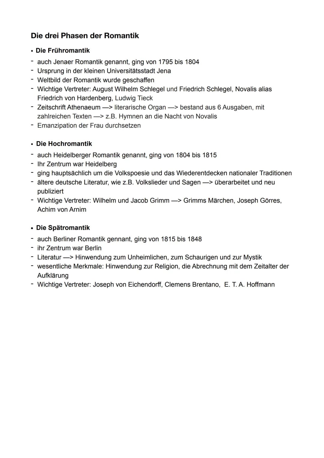 # Romantik
# Gliederung
Allgemeines zur Literaturepoche Romantik 2
Begriff 3
Geschichtlicher Hintergrund 3
Merkmale und Symbole der Romant