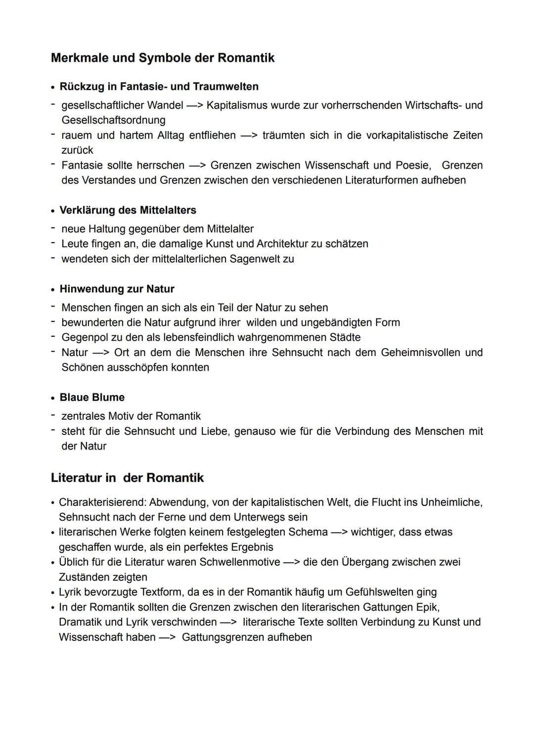 # Romantik
# Gliederung
Allgemeines zur Literaturepoche Romantik 2
Begriff 3
Geschichtlicher Hintergrund 3
Merkmale und Symbole der Romant