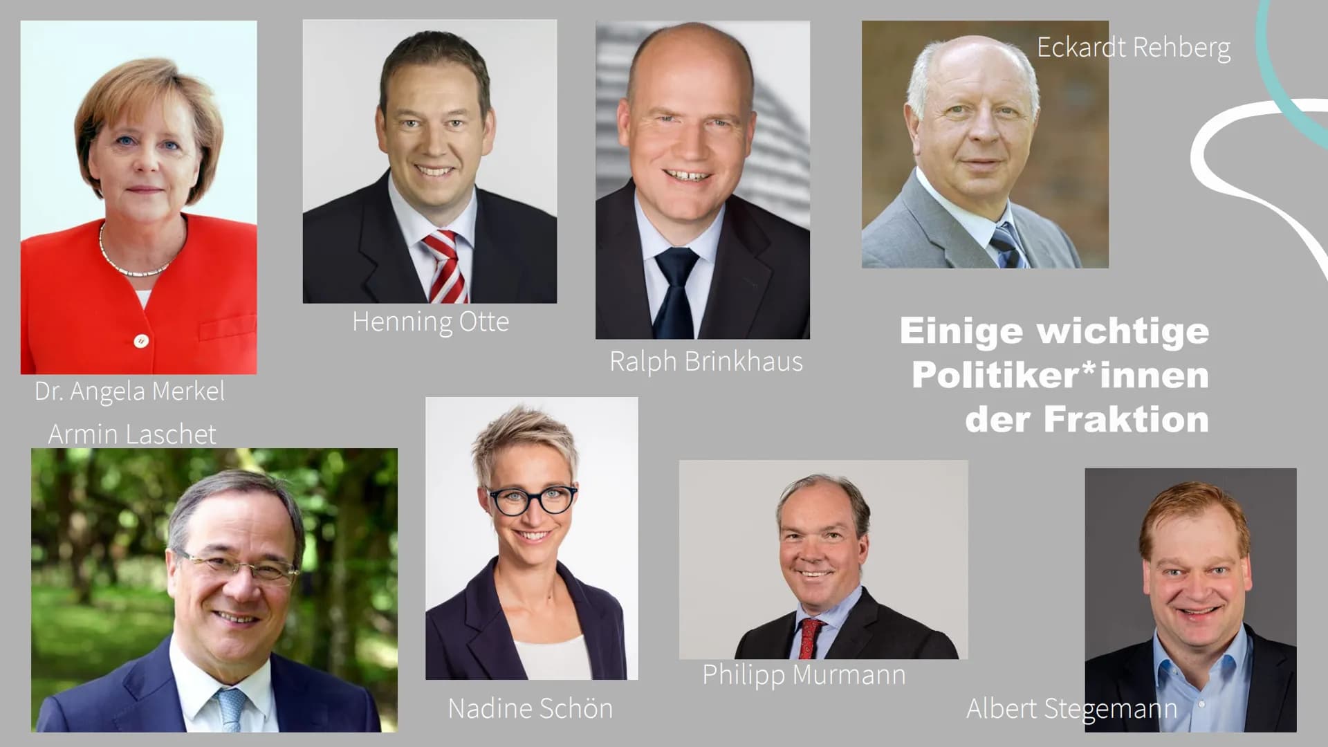 CDU
und
CSU
Parteienportrait # Inhaltsangabe
## 01
Grundgedanken
und Ziele
Informationen
aus dem
Grundsatz-
programm
## 02
Politiker und
A