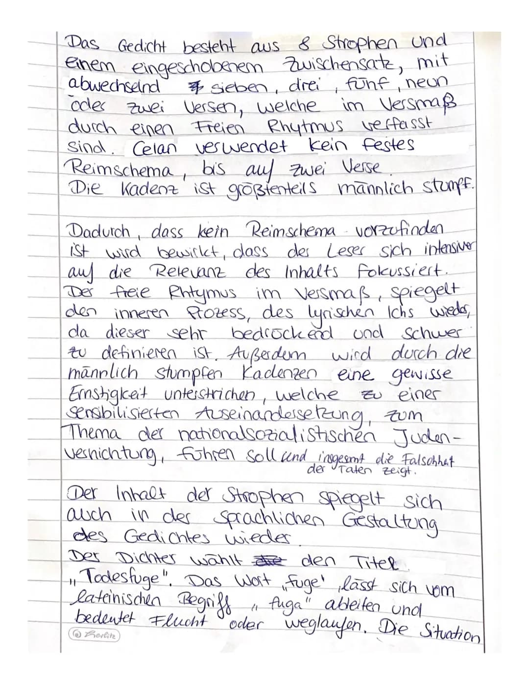 # Gedichtsanalyse - Todesfuge von Paul Celan
Das Gedicht, Todesfuge" von Paul Celan, wurde
in einem Zeitraum zwischen 1920 bis 1970,
zur Ze