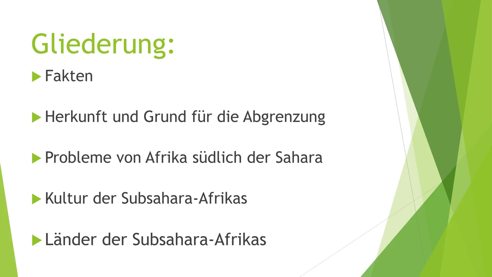 Afrika südlich der
Sahara Gliederung:
* Fakten
* Herkunft und Grund für die Abgrenzung
* Probleme von Afrika südlich der Sahara
* Kultur der