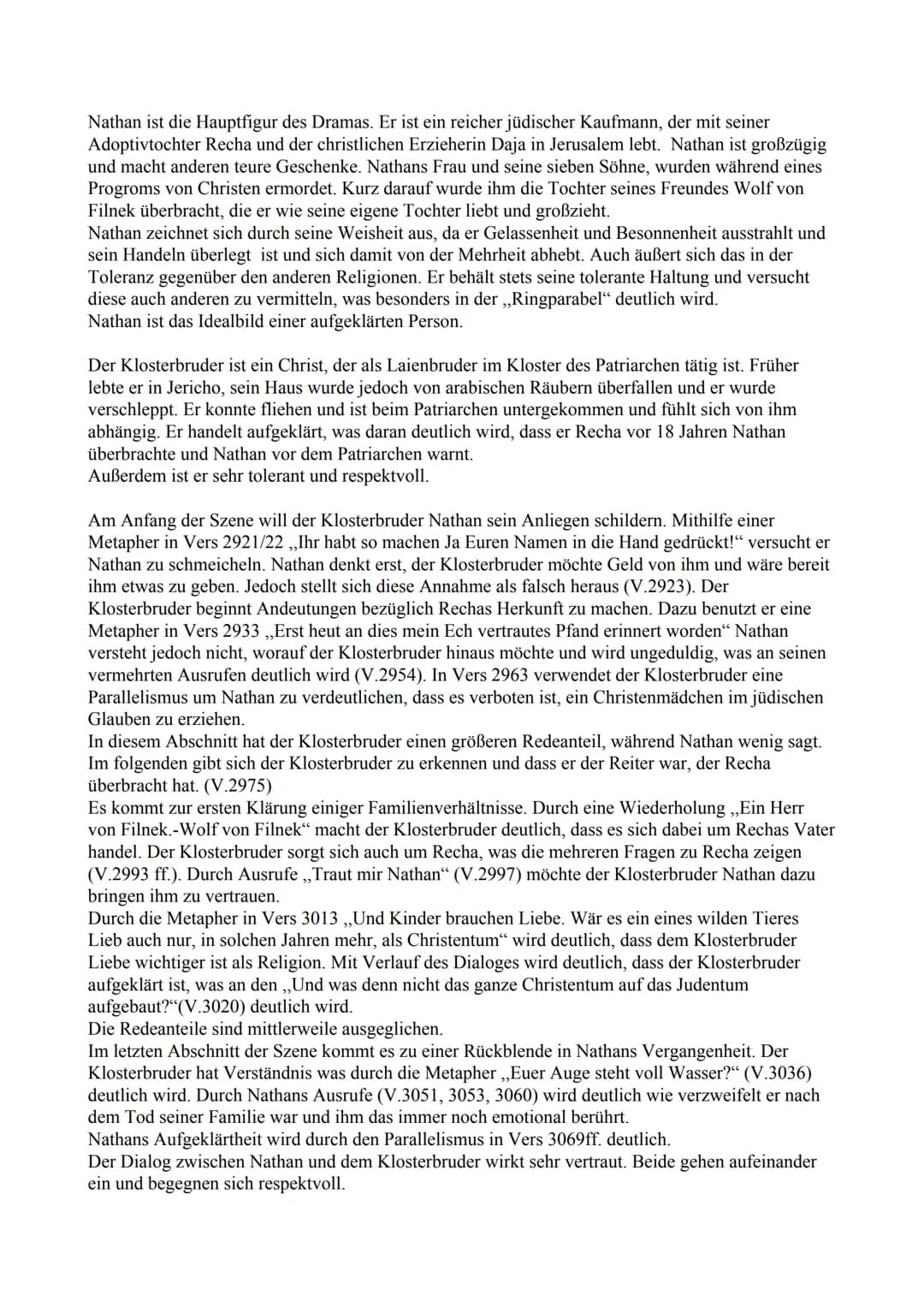 Erwartungshorizont zu IV, 7
## Verstehensleistung
Analysieren Sie den Auszug aus dem Drama „Nathan der Weise“ von Gotthold Ephraim Lessing