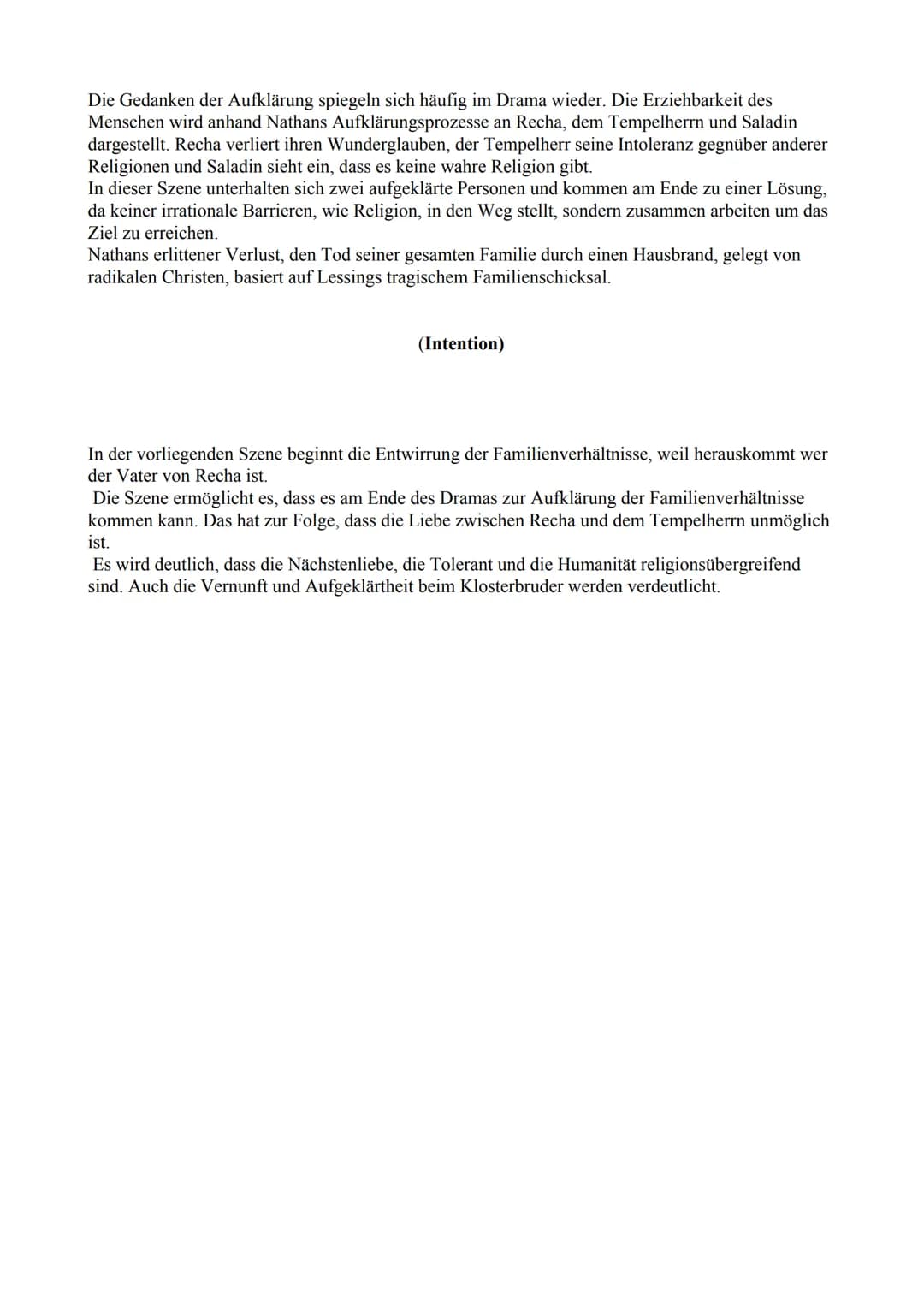 Erwartungshorizont zu IV, 7
## Verstehensleistung
Analysieren Sie den Auszug aus dem Drama „Nathan der Weise“ von Gotthold Ephraim Lessing