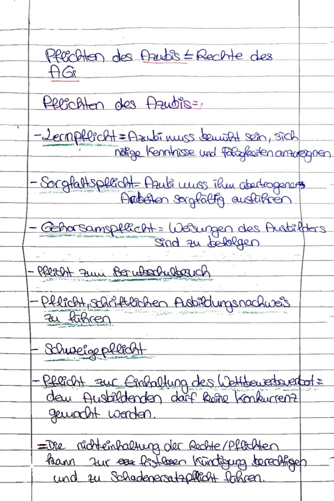 # S. Rechte und Pflichten AG/AN
Pflichten des Ausbildenden = Rechte des Auszubildenden
## Rechte des Azubis:
- Ausbildungspflicht = Vermitt