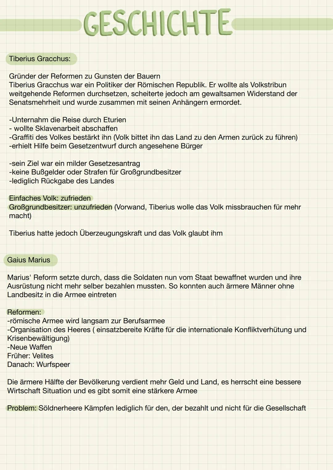 # GESCHICHTE
## Tiberius Gracchus:
Gründer der Reformen zu Gunsten der Bauern
Tiberius Gracchus war ein Politiker der Römischen Republik.