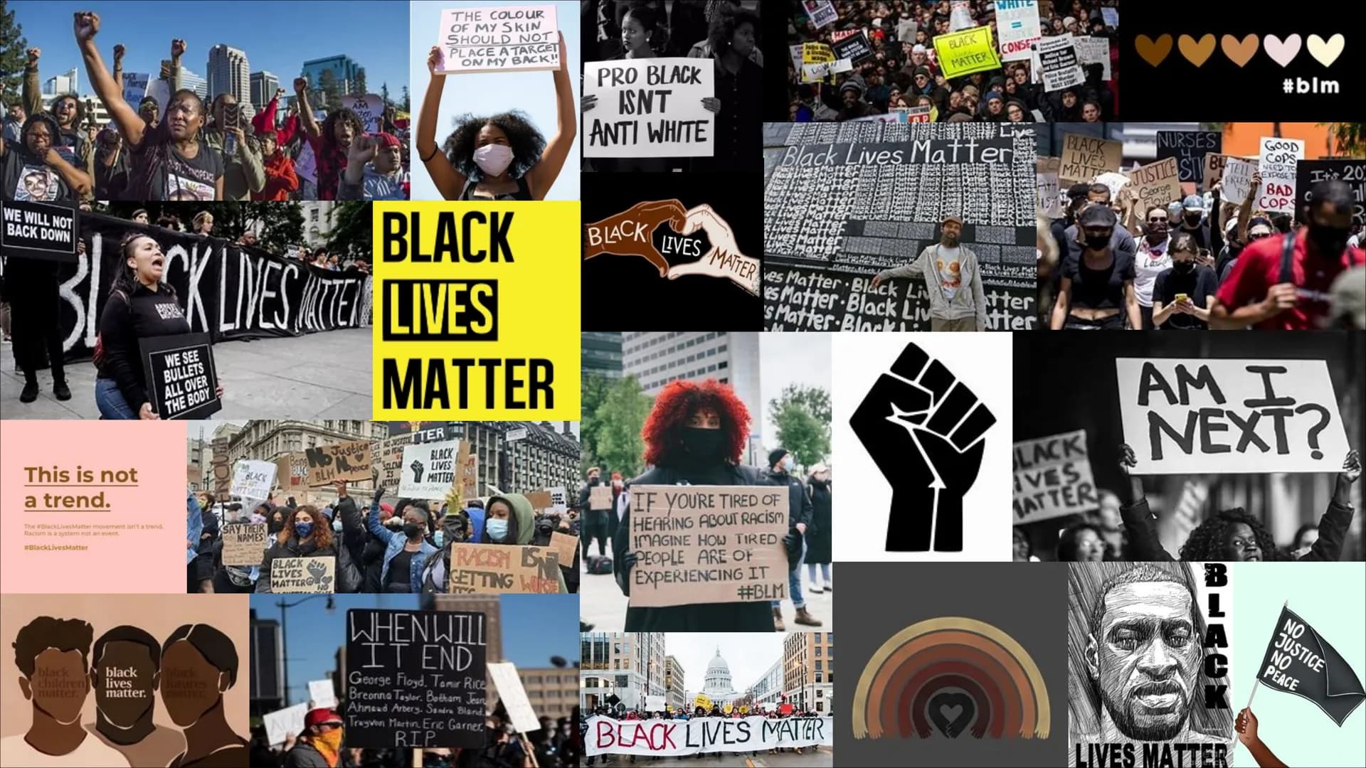 WE WILL NOT
BACK DOWN
NURSES
THE COLOUR
OF MY SKIN
SHOULD NOT
PLACE ATARGET
ON MY BACK!!
PRO BLACK
ISNT
ANTI WHITE
BLACK
BLACK
WHITE
BLACK
M