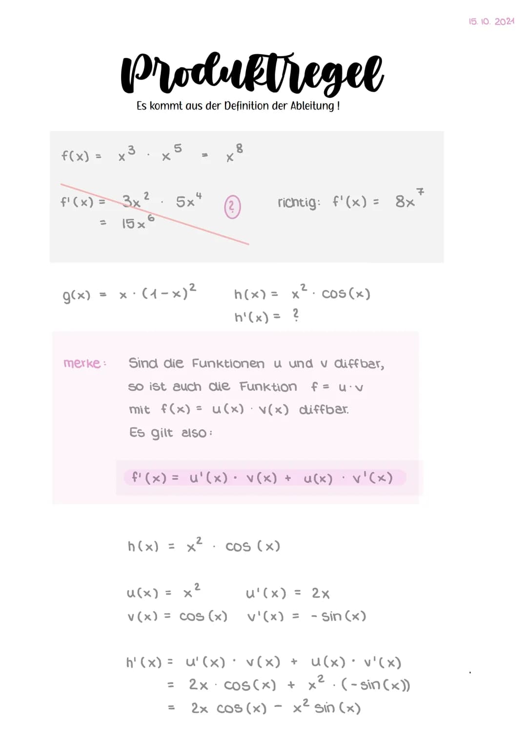 <h2>Kettenregel und Produktregel</h2>
<p>Die Kettenregel und die Produktregel sind wichtige Ableitungsregeln in der Differentialrechnung. Si