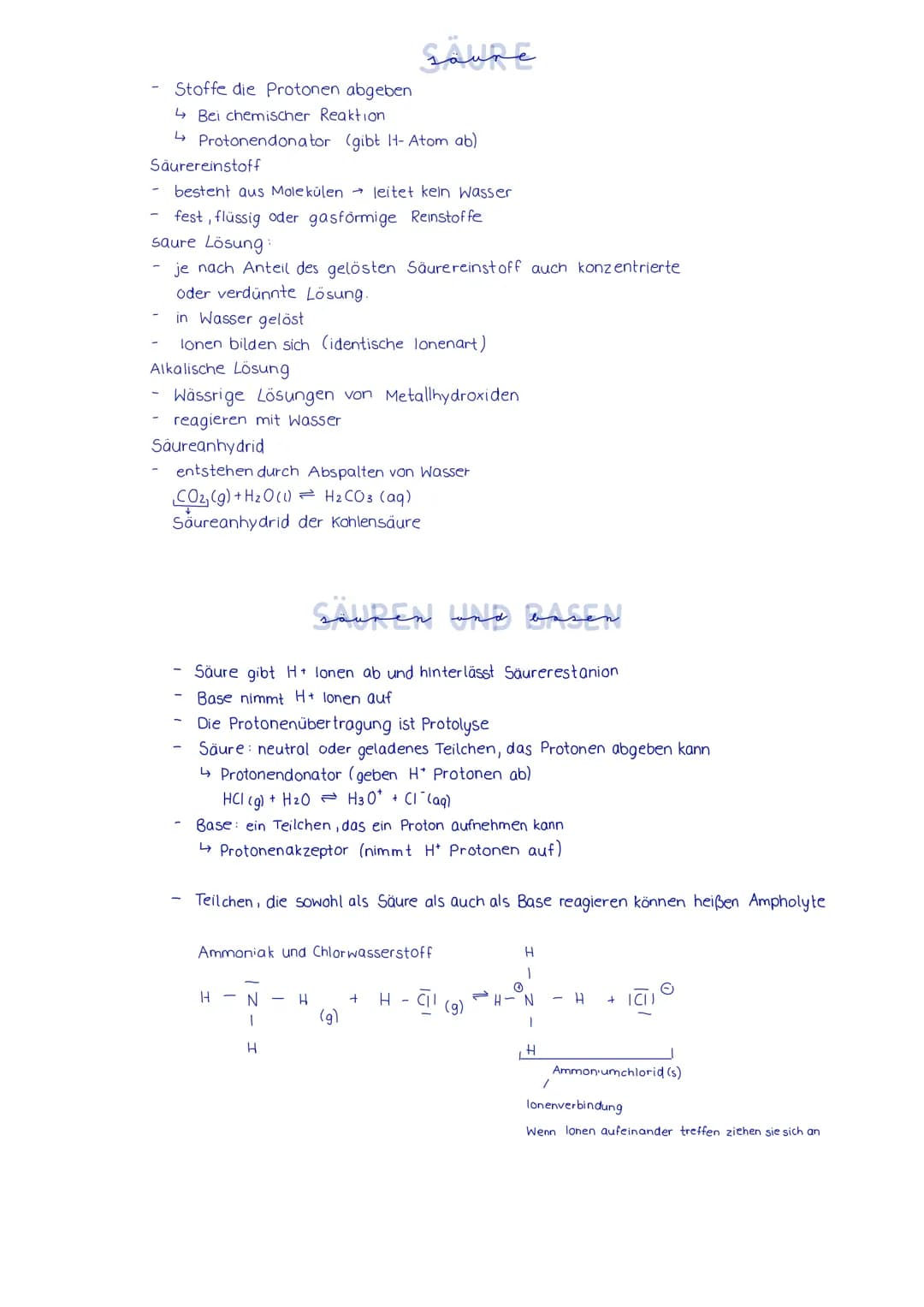 # SÄUREN UND BASEN
| Nichtmetalloxid | | Säure | | Säurerest-Ion | |
|---|---|---|---|---|---|
| Name | Formel | Name | Formel | Name | For
