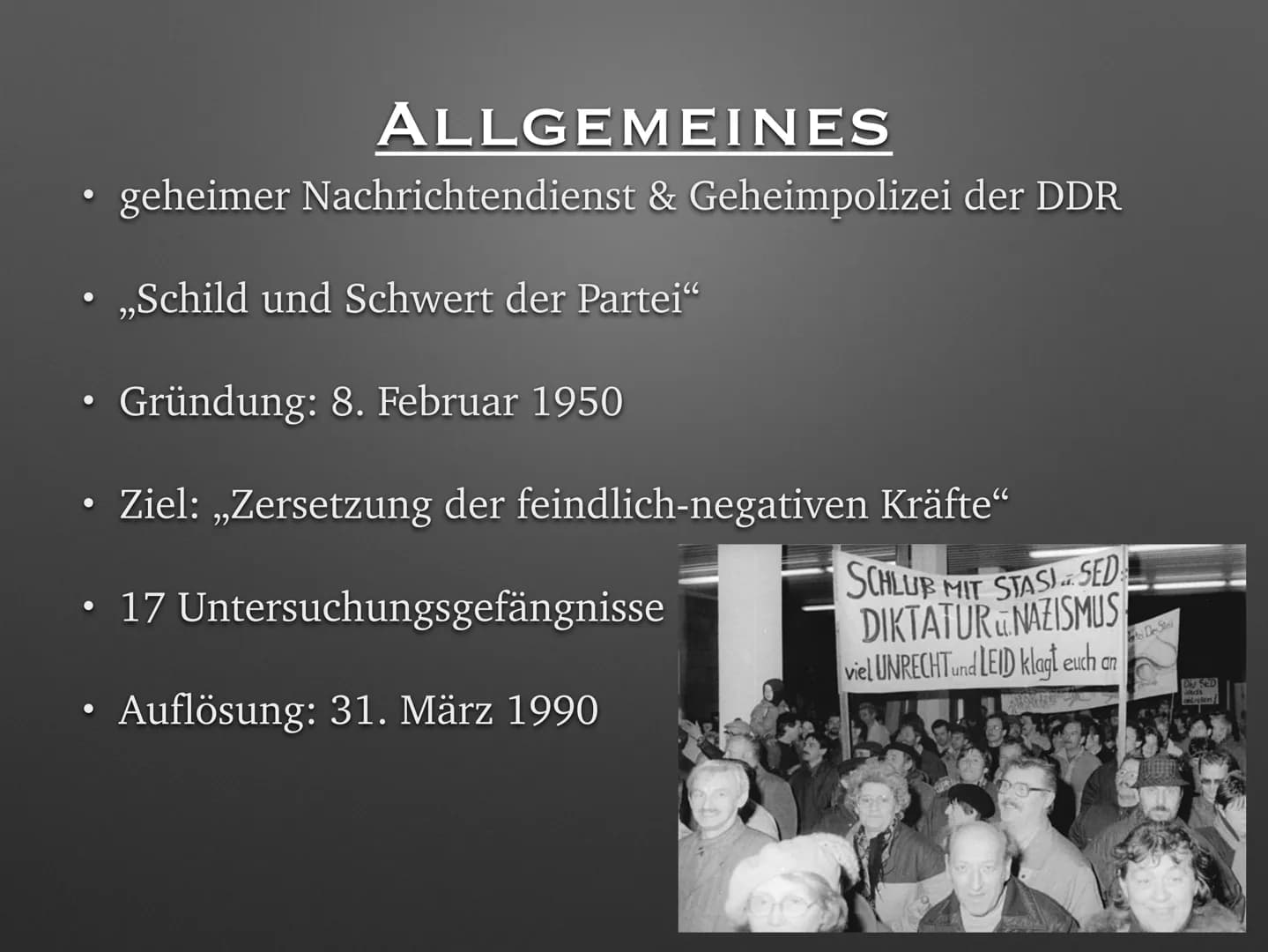 # Stasi - Ministerium für Staatssicherheit (Fließtext)
Hallo zusammen, ich habe eine kleine Präsentation zum Thema Stasi vorbereitet. Viell