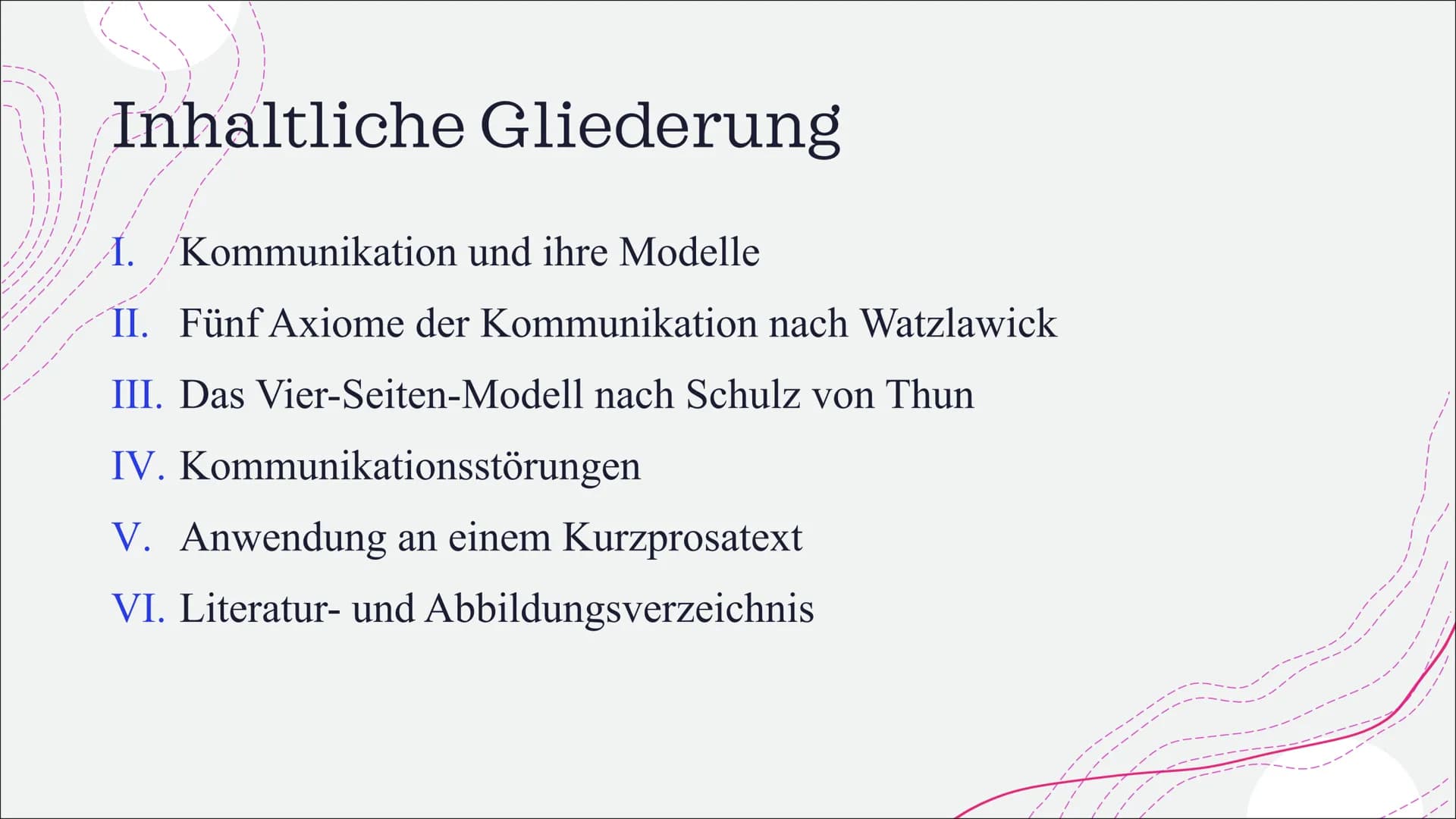 Zwischenmenschliche
Kommunikation
Modelle und Störungen
Suphi Bugra Ercan
Im Fach Deutsch bei Frau Latiff # Inhaltliche Gliederung
I. Kommun
