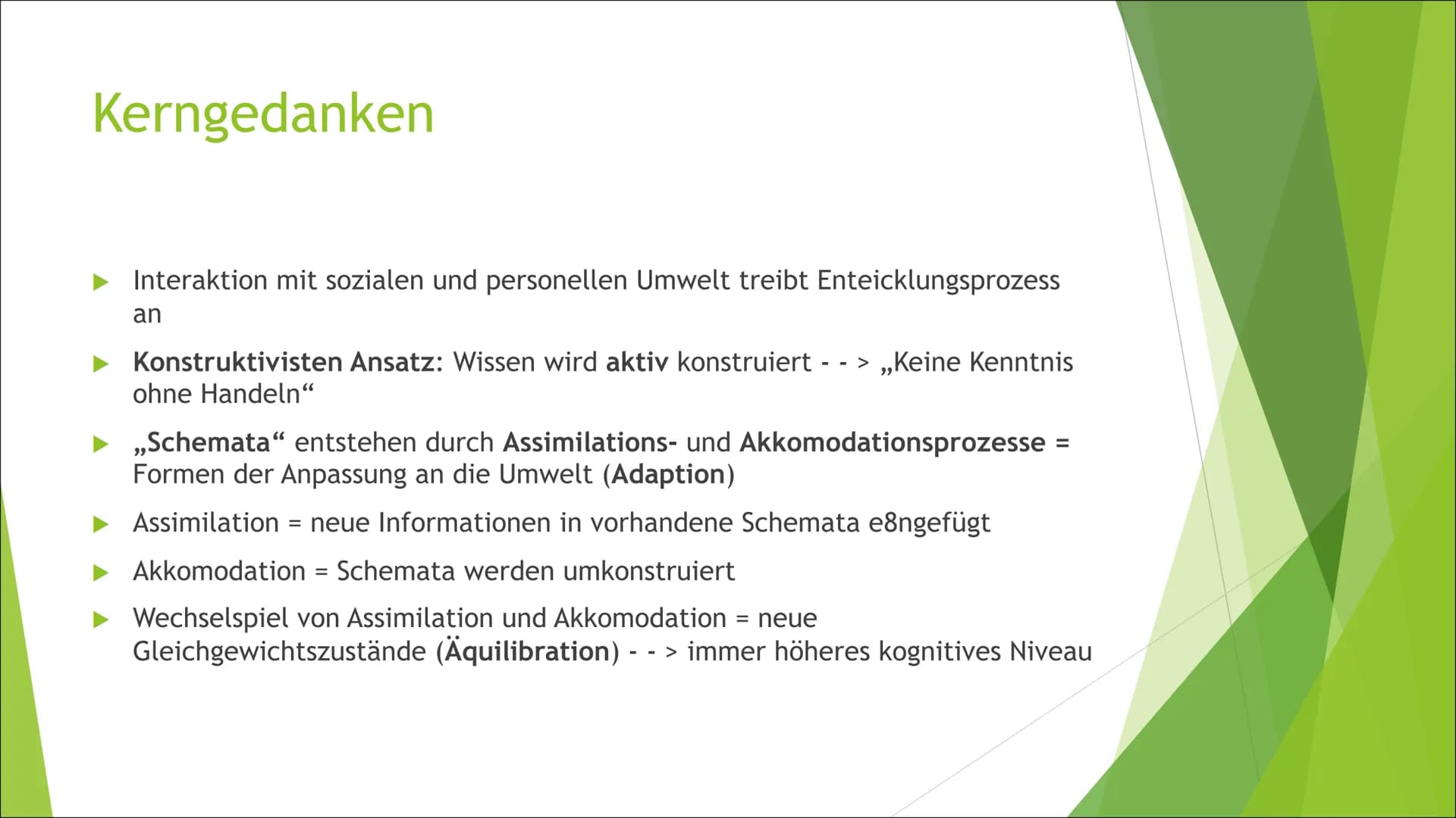Von: laecheleinfachmal
# KOGNITIVE ENTWICKLUNG NACH JEAN PIAGET
* 1896–1980, Schweizer Entwicklungspsychologe
## Kerngedanken
* Wissen w
