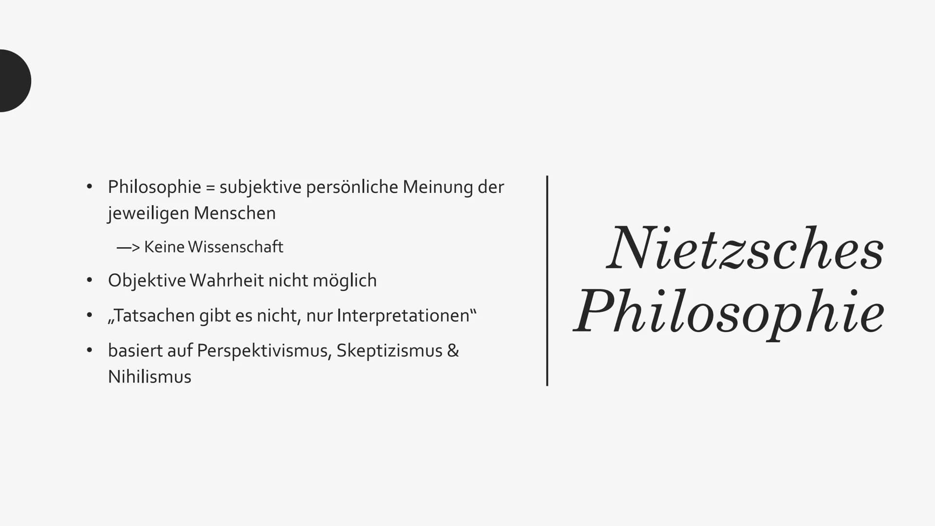 FRIEDRICH
NIETZSCHE Struktur
* Leben
- Kindheit
- Bildung und Beruf
- Krankheit
* Wichtige Werke
* Philosophie
- Nihilismus