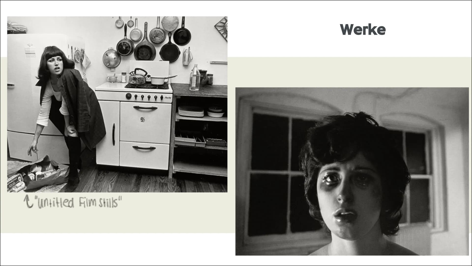 ## Cindy Sherman
## Kurz zu ihr als Person
Cynthia Morris Sherman
- US-amerikanische Künstlerin und Fotografin
- geboren 1954
- Studierte 1