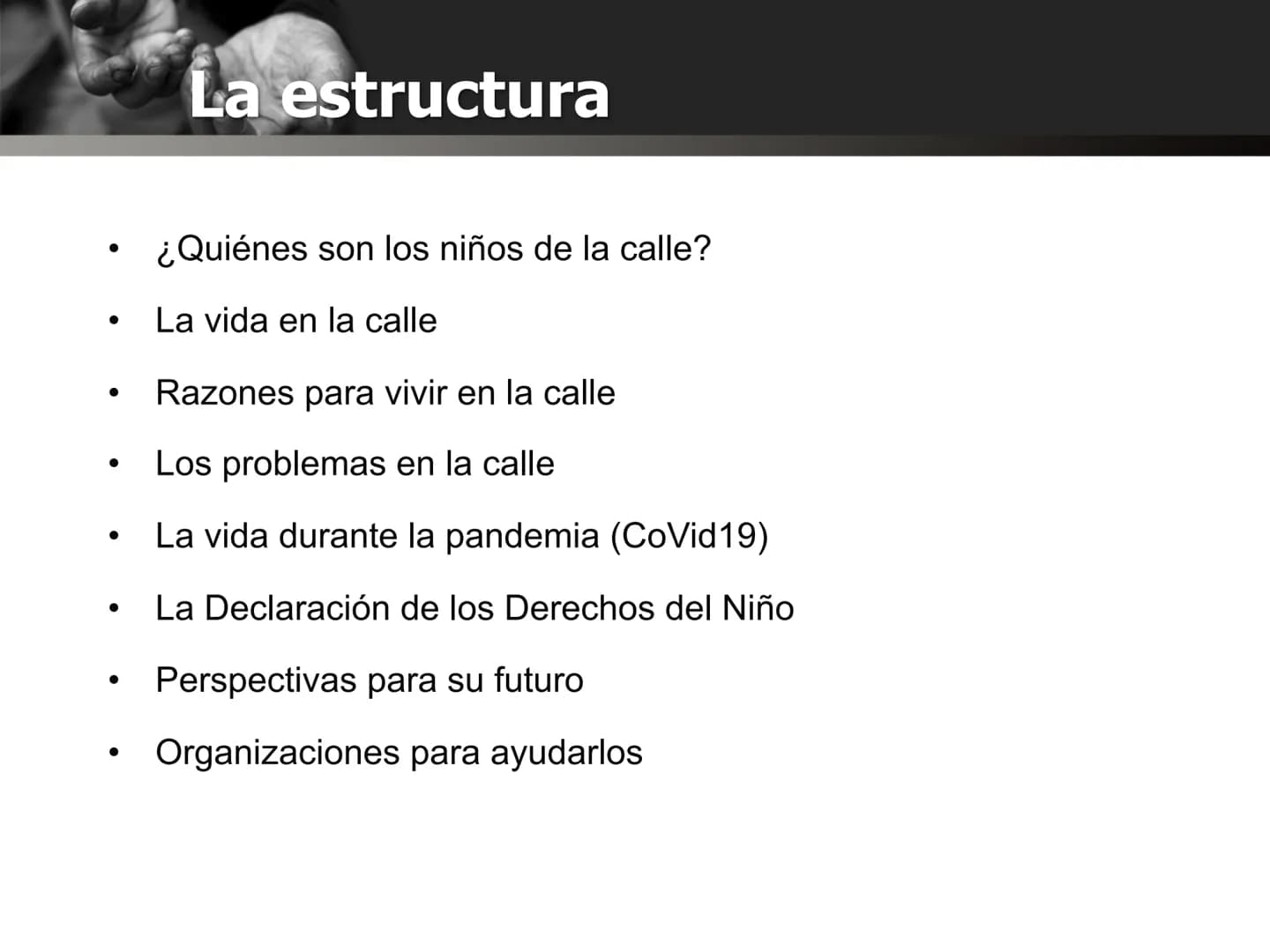 # Los niños de la calle
la pobreza infantil en Latinoamérica y
si se puede combatirla
## Folie 1:
Hola y Bienvenidos a mi presentación que