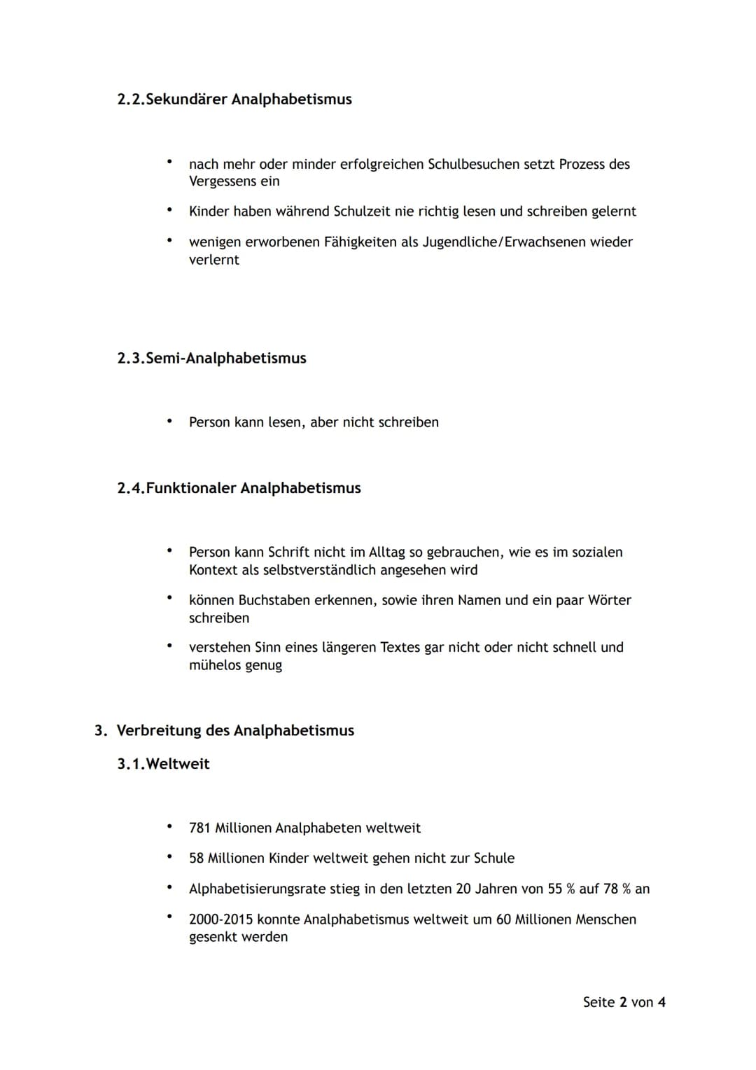 Analphabetismus
Gliederung
1. Definition
2. Differenzierungen bei Analphabeten
2.1. Primärer Analphabetismus
2.2. Sekundärer Analp