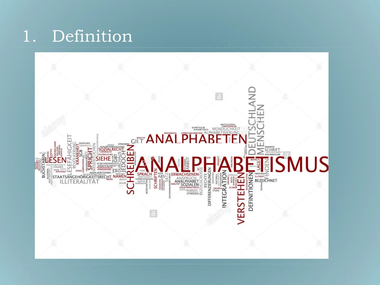 Analphabetismus
Gliederung
1. Definition
2. Differenzierungen bei Analphabeten
2.1. Primärer Analphabetismus
2.2. Sekundärer Analp