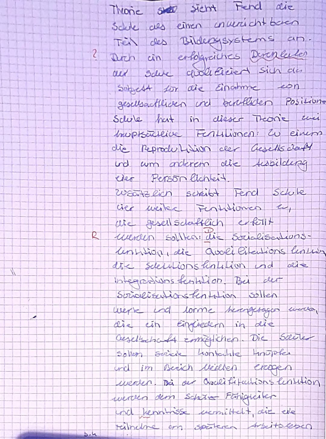 Name: Lea
# Schulische Sozialisation
## Aufgaben:
1. Formulieren Sie den Hauptgedanken des Textes und stellen Sie die wesentlichen Inhalt