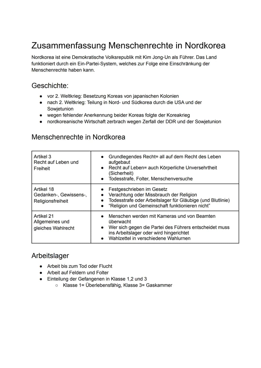 Gliederung:
- Karikatur
- Überleitung
- Geschichte
- Überleitung
- Menschenrechtssituation in Nordkorea
- Recht auf Leben und Freiheit
-