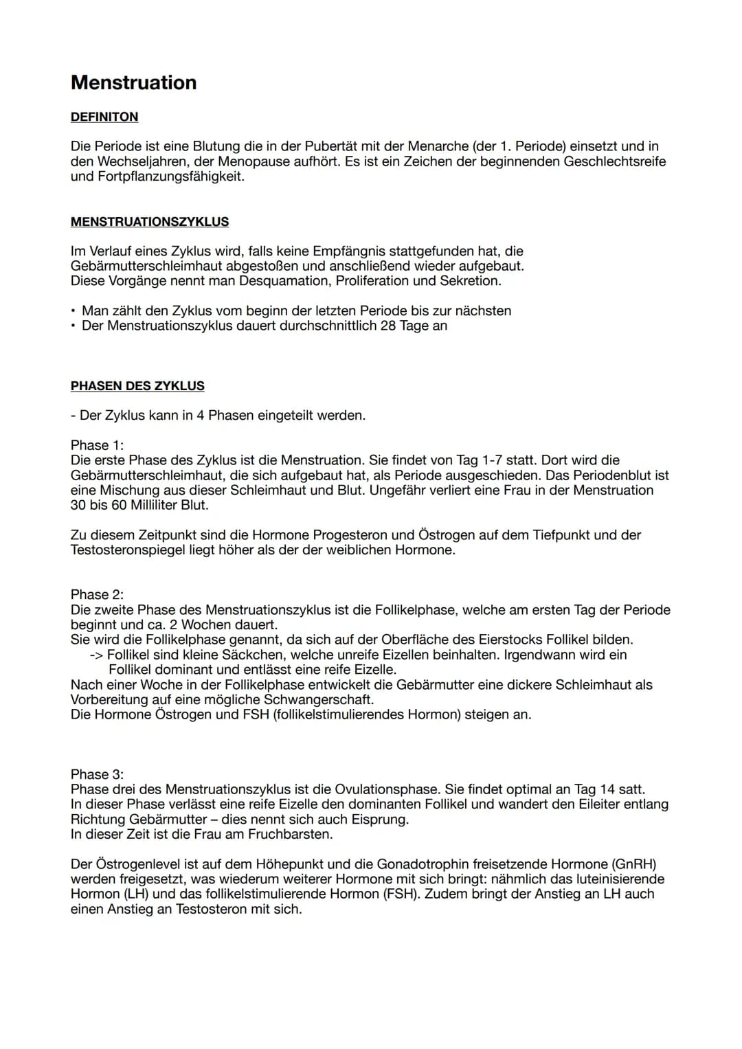 # Handout Periode
## Definition:
Die Periode ist eine Blutung die in der Pubertät mit der Menarche (= 1. Periode) einsetzt und in den
Menop