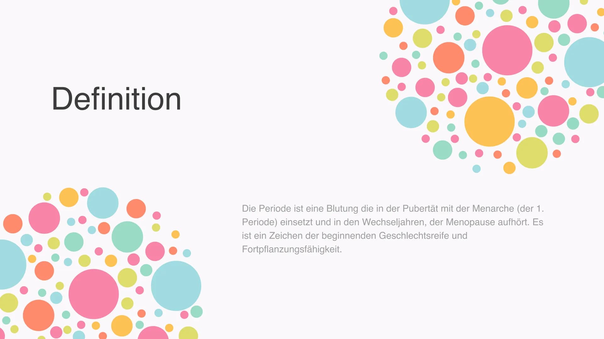# Handout Periode
## Definition:
Die Periode ist eine Blutung die in der Pubertät mit der Menarche (= 1. Periode) einsetzt und in den
Menop