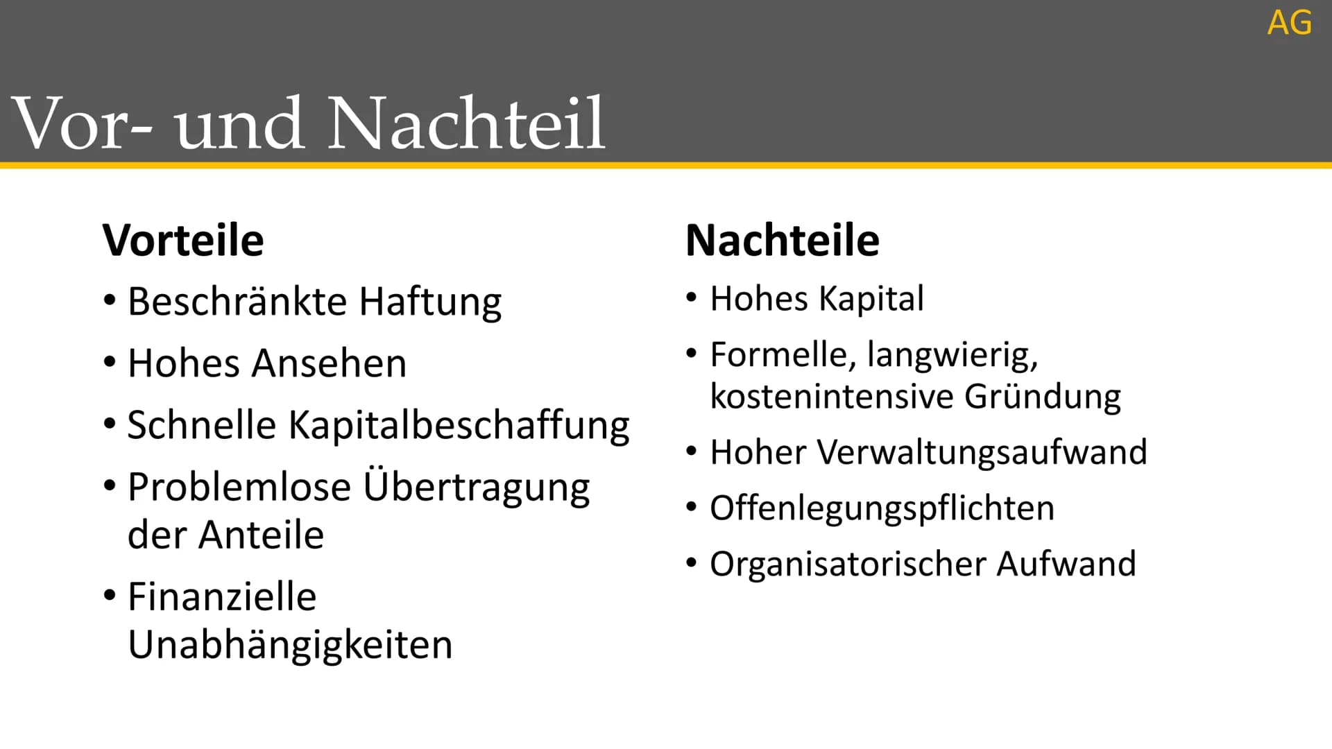 Aktiengesellschaften # Gliederung
* Was sind Rechtsformen?
* Rechtsform Aktiengesellschaft
* Unterschied zu anderer Rechtsform
* Vor- und Na