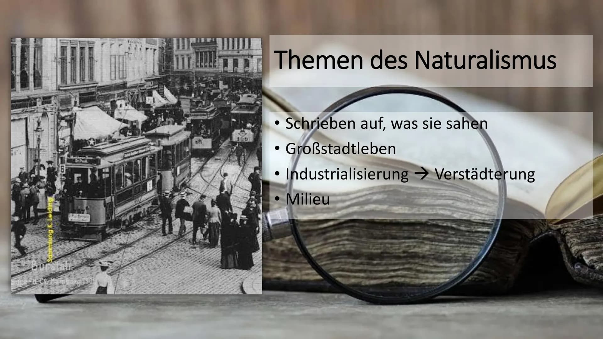 Janine Fleischer
# Naturalismus Epoche
## Definition
* lat. Natura: „Natur"
* Zwischen 1880 und 1900
* Naturalismus = detaillierte Darstellu