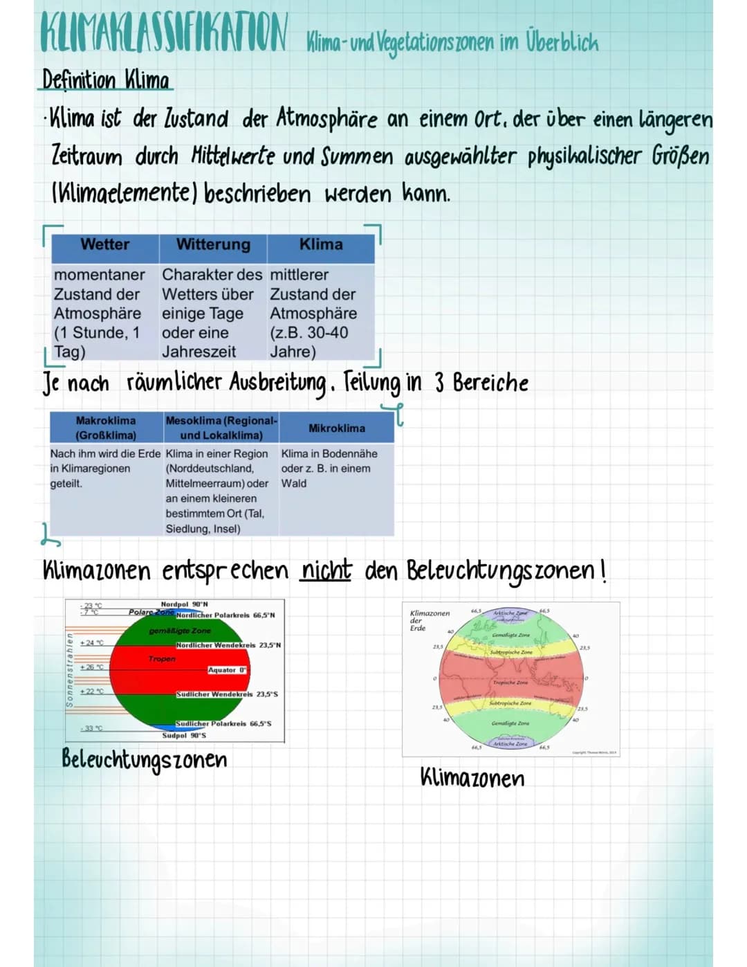 # KLIMAKLASSIFIKATION Klima- und Vegetationszonen im Überblick
## Definition Klima
Klima ist der Zustand der Atmosphäre an einem Ort, der üb