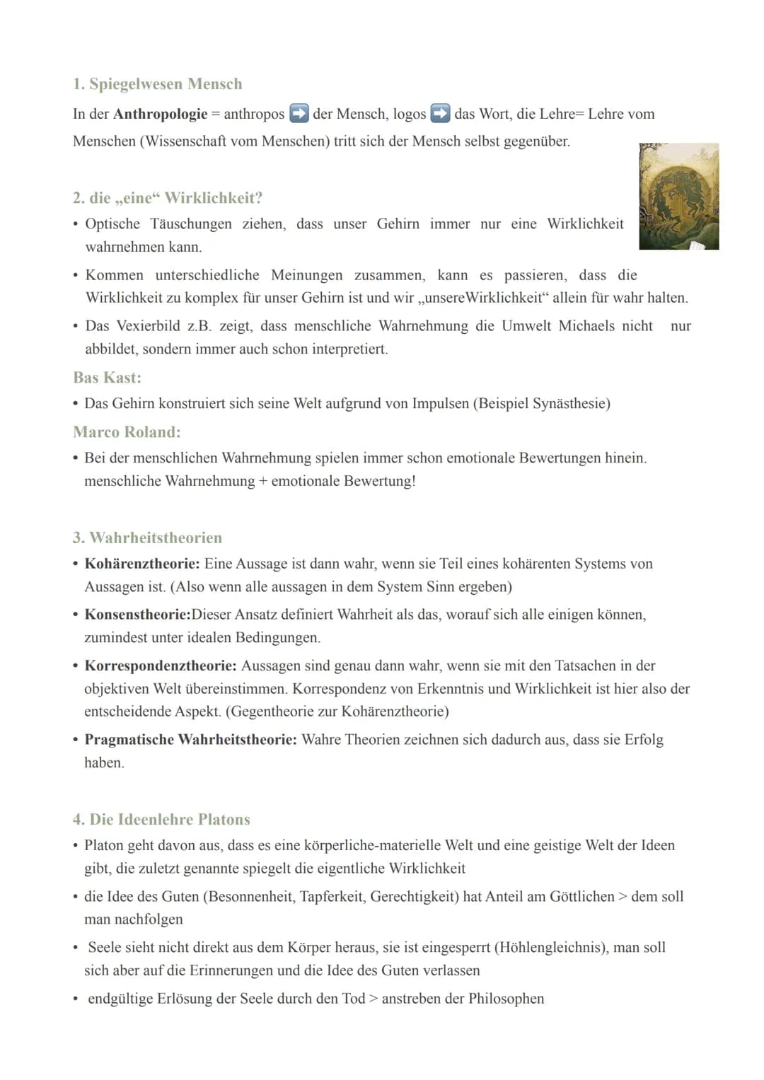 1. Spiegelwesen Mensch
In der Anthropologie = anthropos -> der Mensch, logos -> das Wort, die Lehre = Lehre vom
Menschen (Wissenschaft vom M